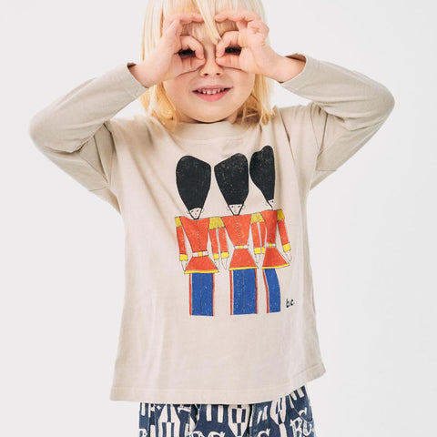 [drop2] BOBO CHOSES 2024AW Little Tin Soldiers T-shirt Kids' long-sleeved T-shirt