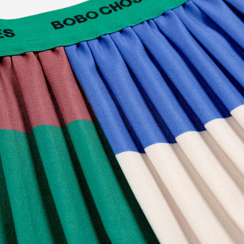 BOBO CHOSES（ボボショーズ）2024AW Color Block pleated woven skirt カラーブロックプリーツスカート