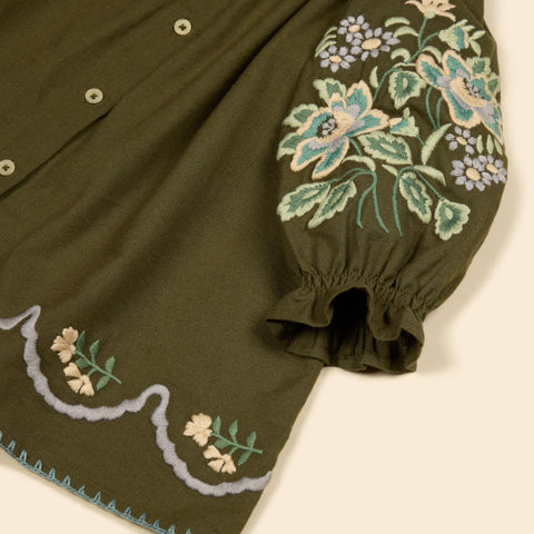 Apolina（アポリナ）2026AW BABY CARINA EMBROIDERED SMOCK - FOREST - ベビードレス、ワンピース.