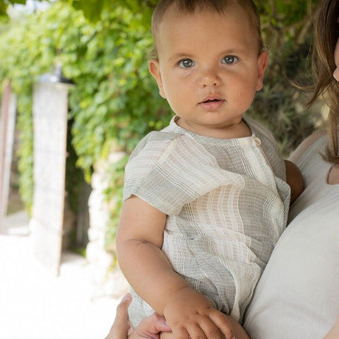 1 + in the family（ワンモア イン ザ ファミリー） 2026SS BORDILS -grey- romper ロンパース