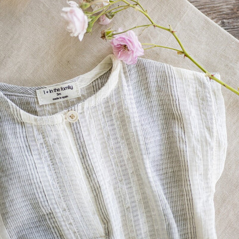 1 + in the family（ワンモア イン ザ ファミリー） 2026SS BORDILS -grey- romper ロンパース