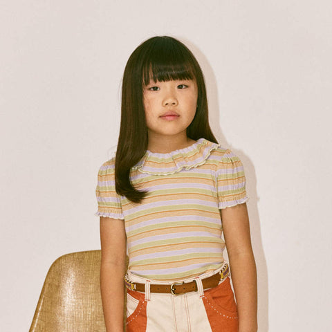 【D1】Misha&Puff（ミーシャアンドパフ）2026SS BALLOON SLEEVE PALOMA TEE -MIST AVENUE STRIPE- バルーン袖パロマTシャツ、トップス