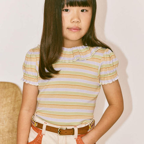 【D1】Misha&Puff（ミーシャアンドパフ）2026SS BALLOON SLEEVE PALOMA TEE -MIST AVENUE STRIPE- バルーン袖パロマTシャツ、トップス