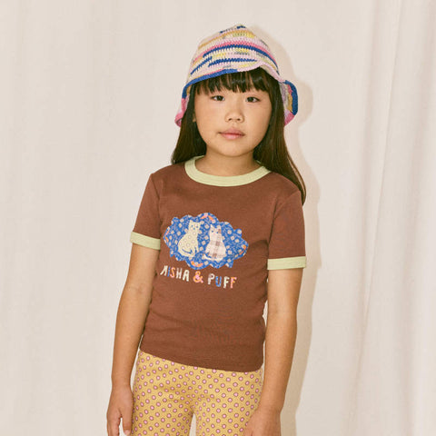 【D1】Misha&Puff（ミーシャアンドパフ）2026SS BARN CATS COLLAGE RINGER TEE -COLA- グラフィックリンガーTシャツ