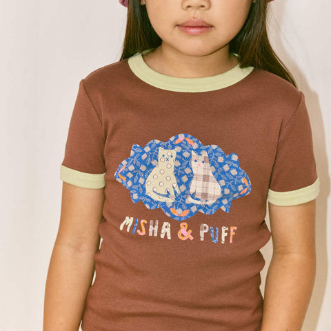 【D1】Misha&Puff（ミーシャアンドパフ）2026SS BARN CATS COLLAGE RINGER TEE -COLA- グラフィックリンガーTシャツ