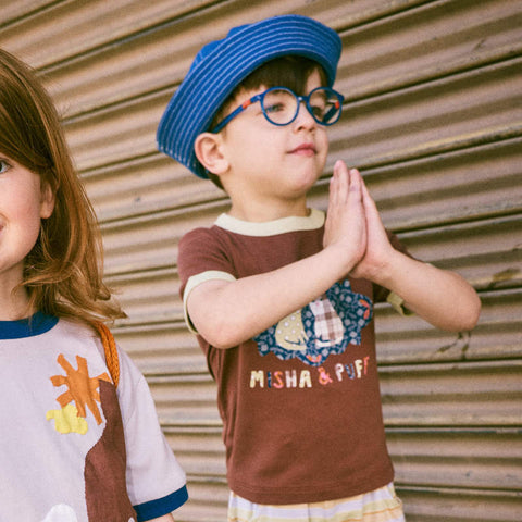 【D1】Misha&Puff（ミーシャアンドパフ）2026SS BARN CATS COLLAGE RINGER TEE -COLA- グラフィックリンガーTシャツ