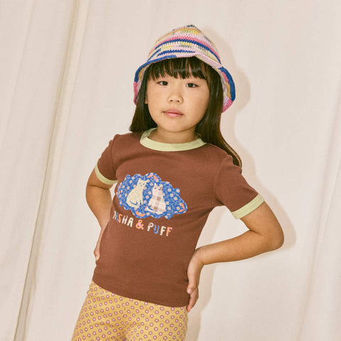 【D1】Misha&Puff（ミーシャアンドパフ）2026SS BARN CATS COLLAGE RINGER TEE -COLA- グラフィックリンガーTシャツ