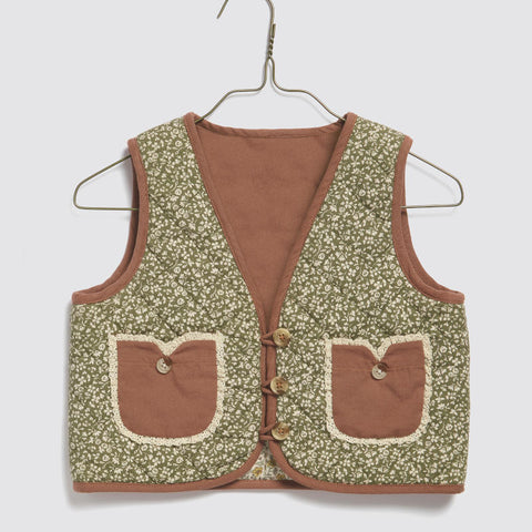 Little Cotton Clothes（リトルコットンクローズ）2025AW Bay Waistcoat Combe Floral リバーシブルベスト、アウター