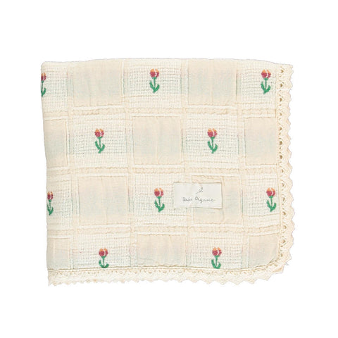 Bebe Organic（ベベオーガニック）2026AW Bella Blanket -Sand Tulip Patchwork- チューリップ柄ブランケット、おくるみ