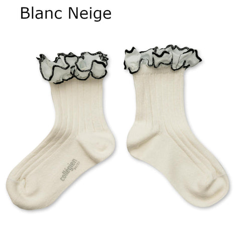 【25SS新商品】collegien（コレジアン）Suzanne Ribbed Ankle Socks with Rick-Rack Ruffle フリル付きショートソックス キッズ 靴下 【3482】