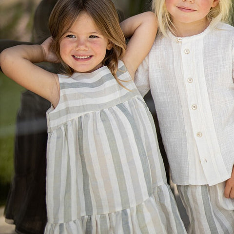 1 + in the family（ワンモア イン ザ ファミリー） 2026SS  CALONGE -beige- ノースリーブストライプ柄ワンピース