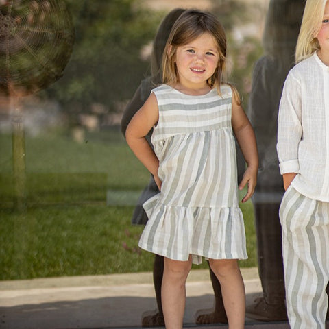 1 + in the family（ワンモア イン ザ ファミリー） 2026SS  CALONGE -beige- ノースリーブストライプ柄ワンピース