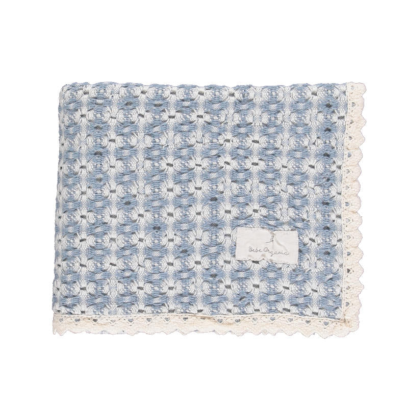 Bebe Organic（ベベオーガニック）2026AW Crochet Blanket -Blue Retro