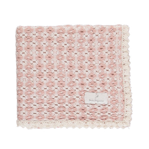 Bebe Organic（ベベオーガニック）2026AW Crochet Blanket -Pink Retro Crochet- クロシェ編みブランケット、おくるみ.