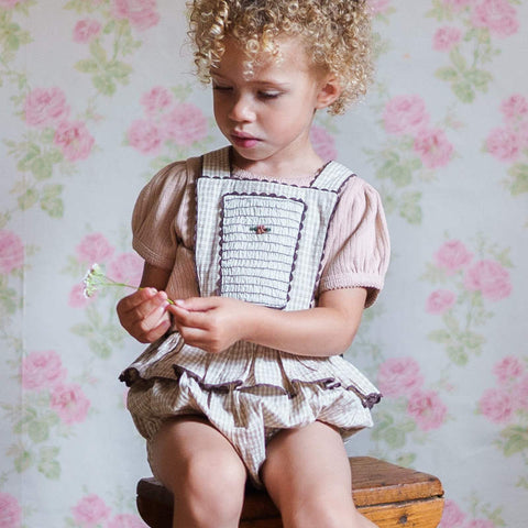 Little Cotton Clothes（リトルコットンクローズ）2026SS Dhalia Romper Straw Check ロンパース