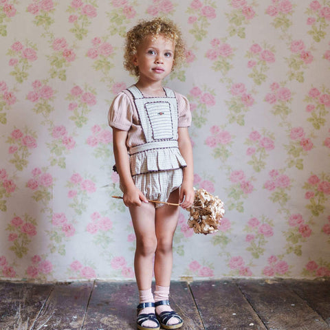 Little Cotton Clothes（リトルコットンクローズ）2026SS Dhalia Romper Straw Check ロンパース