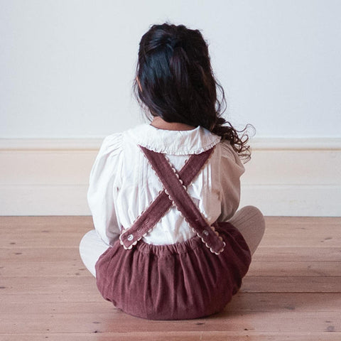 Little Cotton Clothes（リトルコットンクローズ）2026AW Velvet Dhalia romper in Sugarplum ロンパース