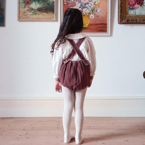 Little Cotton Clothes（リトルコットンクローズ）2026AW Velvet Dhalia romper in Sugarplum ロンパース