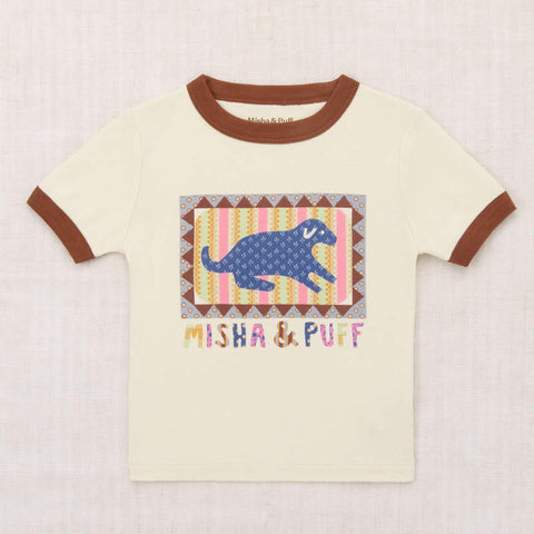 【D1】Misha&Puff（ミーシャアンドパフ）2026SS DOG COLLAGE RIGER TEE -MARZIPANE- グラフィックリンガーTシャツ