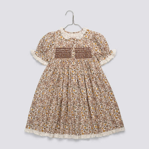 Little Cotton Clothes 2024AW Button Pointelle Tee - Marsala Buttoned pointelle long sleeve T-shirt