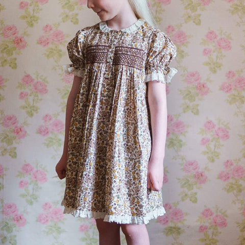 Little Cotton Clothes 2024AW Button Pointelle Tee - Marsala Buttoned pointelle long sleeve T-shirt