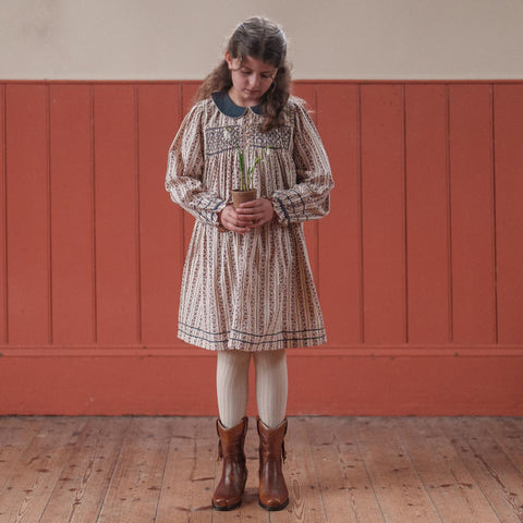 Little Cotton Clothes 2024AW Button Pointelle Tee - Marsala Buttoned pointelle long sleeve T-shirt