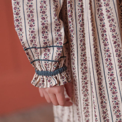 Little Cotton Clothes 2024AW Button Pointelle Tee - Marsala Buttoned pointelle long sleeve T-shirt