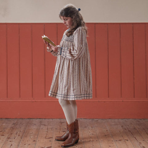 Little Cotton Clothes 2024AW Button Pointelle Tee - Marsala Buttoned pointelle long sleeve T-shirt