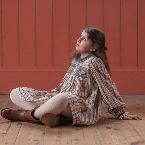 Little Cotton Clothes 2024AW Button Pointelle Tee - Marsala Buttoned pointelle long sleeve T-shirt