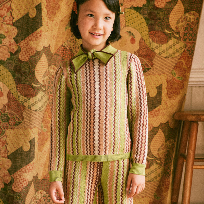 ・【D2】Misha&Puff(ミーシャアンドパフ)2024AW ELSA Sweater - Sprig Zigzag Jacquard- セーター 2Y