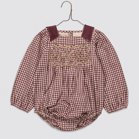 Little Cotton Clothes（リトルコットンクローズ）2026AW Emilie romper Sugarplum Check ロンパース