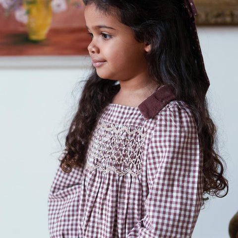 Little Cotton Clothes（リトルコットンクローズ）2026AW Emilie romper Sugarplum Check ロンパース