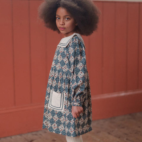 Little Cotton Clothes（リトルコットンクローズ）2025AW Eva Sailor Dress Harlequin Floral ワンピース、キッズドレス