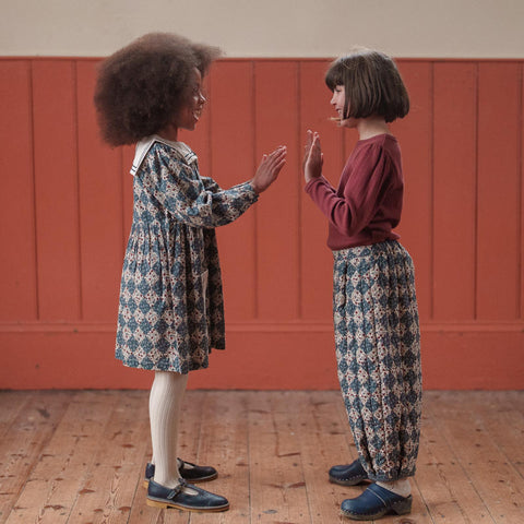 Little Cotton Clothes 2024AW Button Pointelle Tee - Marsala Buttoned pointelle long sleeve T-shirt