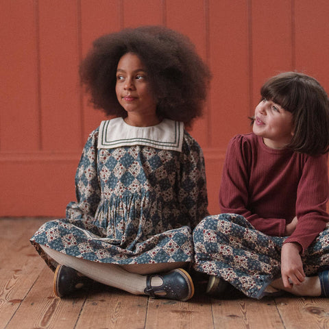 Little Cotton Clothes 2024AW Button Pointelle Tee - Marsala Buttoned pointelle long sleeve T-shirt