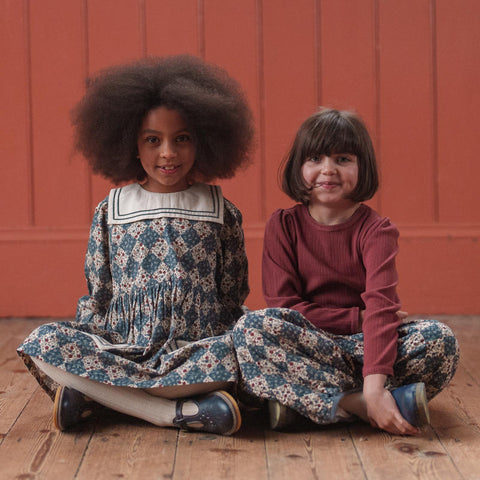 Little Cotton Clothes 2024AW Button Pointelle Tee - Marsala Buttoned pointelle long sleeve T-shirt