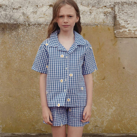 Fish&Kids（フィッシュアンドキッズ）2026SS DAISY FLOWERS SHIRT -blue- 半袖Tシャツ