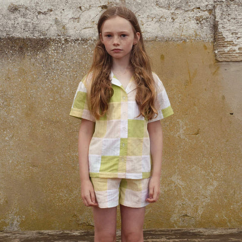 Fish&Kids（フィッシュアンドキッズ）2026SS PASTEL PATCHWORK SHORT -blue- ショートパンツ