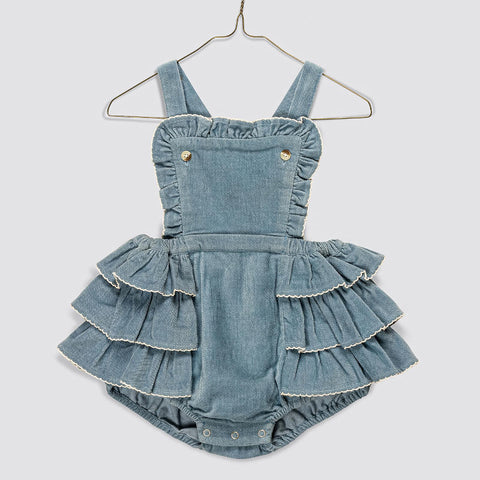 Little Cotton Clothes（リトルコットンクローズ）2026AW Velvet Dhalia romper in Eggshell  ロンパース