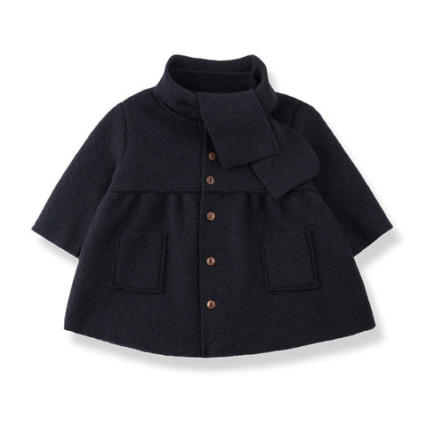 1 + in the family（ワンモア イン ザ ファミリー） 2026AW GORIZIA -blue- girly coat w/scarf スカート付きガーリーコート (コピー)