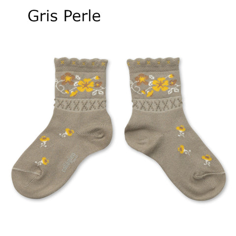 collegien Camelia - Jacquard Flower Ankle Socks Kids Ankle Socks [3465]