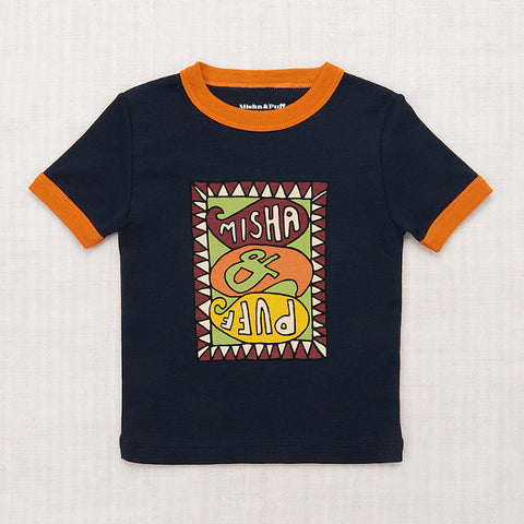 Misha&amp;Puff 2024AW Groovy Paisley Ringer Tee -Ink- Kids Design T-shirt