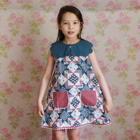 Little Cotton Clothes（リトルコットンクローズ）2026SS Hannah Dress Patchwork Floral ワンピース、キッズドレス