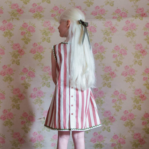 Little Cotton Clothes（リトルコットンクローズ）2026SS Hannah Dress Raspberry Stripe ワンピース、キッズドレス