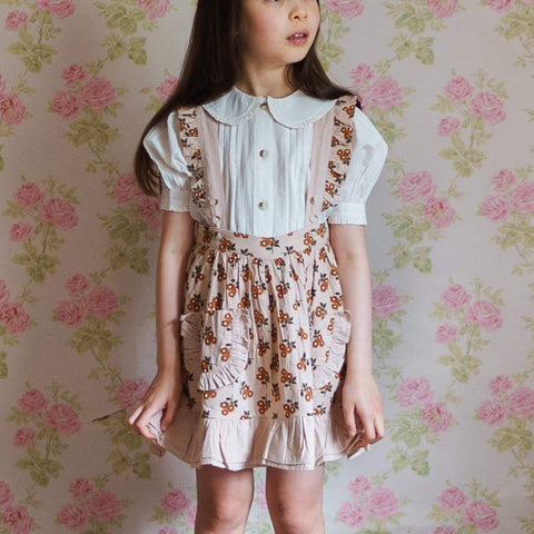 Little Cotton Clothes 2024AW Button Pointelle Tee - Marsala Buttoned pointelle long sleeve T-shirt