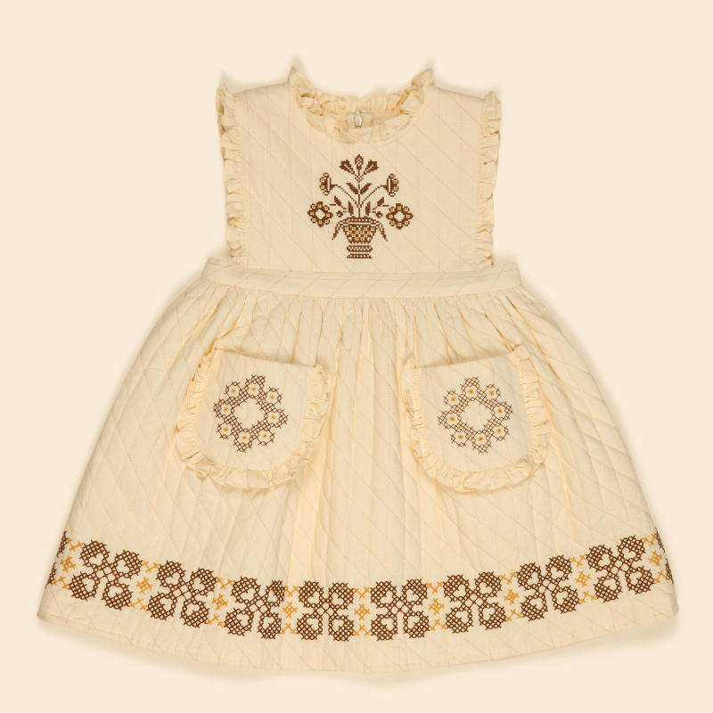 Apolina（アポリナ）2026AW IDA QUILTED DRESS - CREAM - キッズ