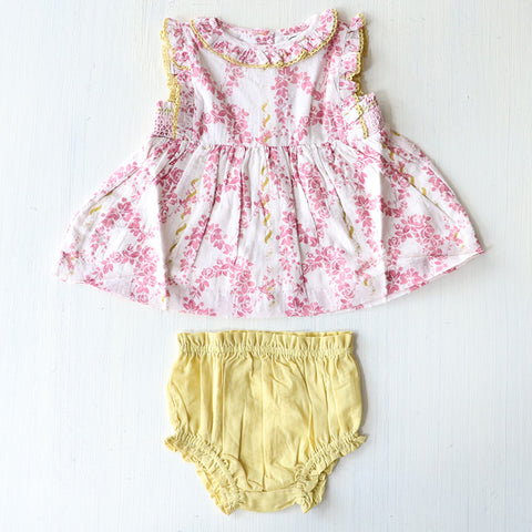 Lali Kids（ラリキッズ）2025SS Ari Set in Climbing Roses Print　ベビートップス＆ブルマセット