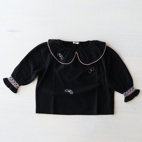 mina perhonen（ミナペルホネン） 25AW choucho -black-  プルオーバー、カットソーブラウス  ADA8482PB  ADA8482PC