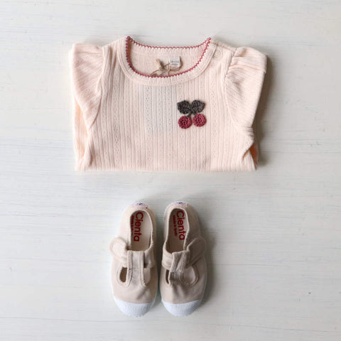 Cienta Kids T-Strap Shoes Canvas Sneakers 77997 Size 21-27 (12.5-16.5cm)