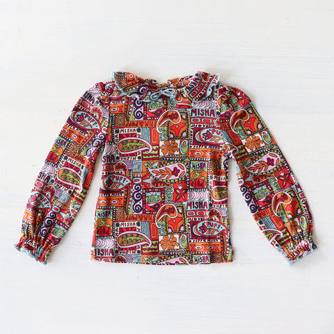 Misha&Puff（ミーシャアンドパフ）2024AW Pattie Top -Red Flame Groovy Paisley- キッズトップス